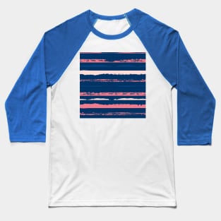 Pink and Blue Summer Stripes Baseball T-Shirt